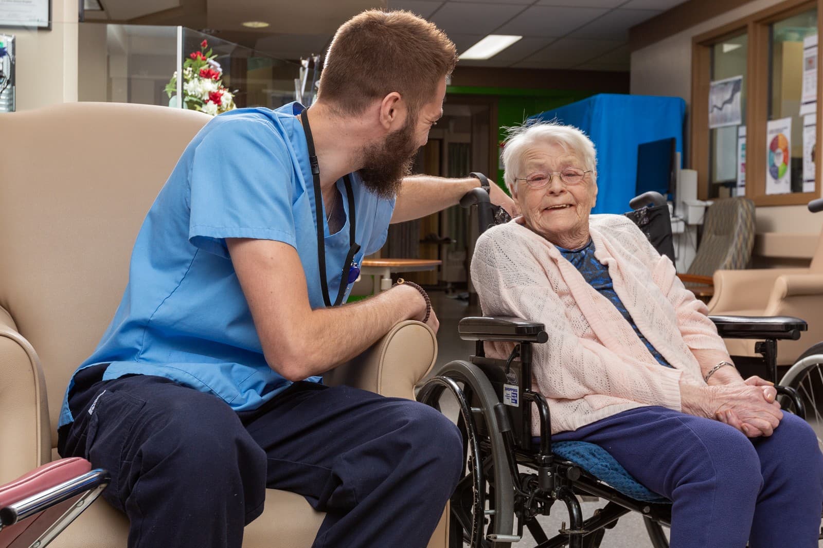 Nurse talking to patient