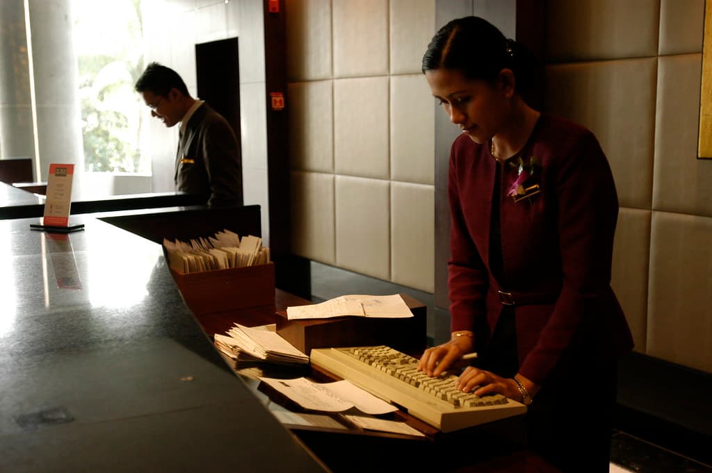 Smiling hotel staff