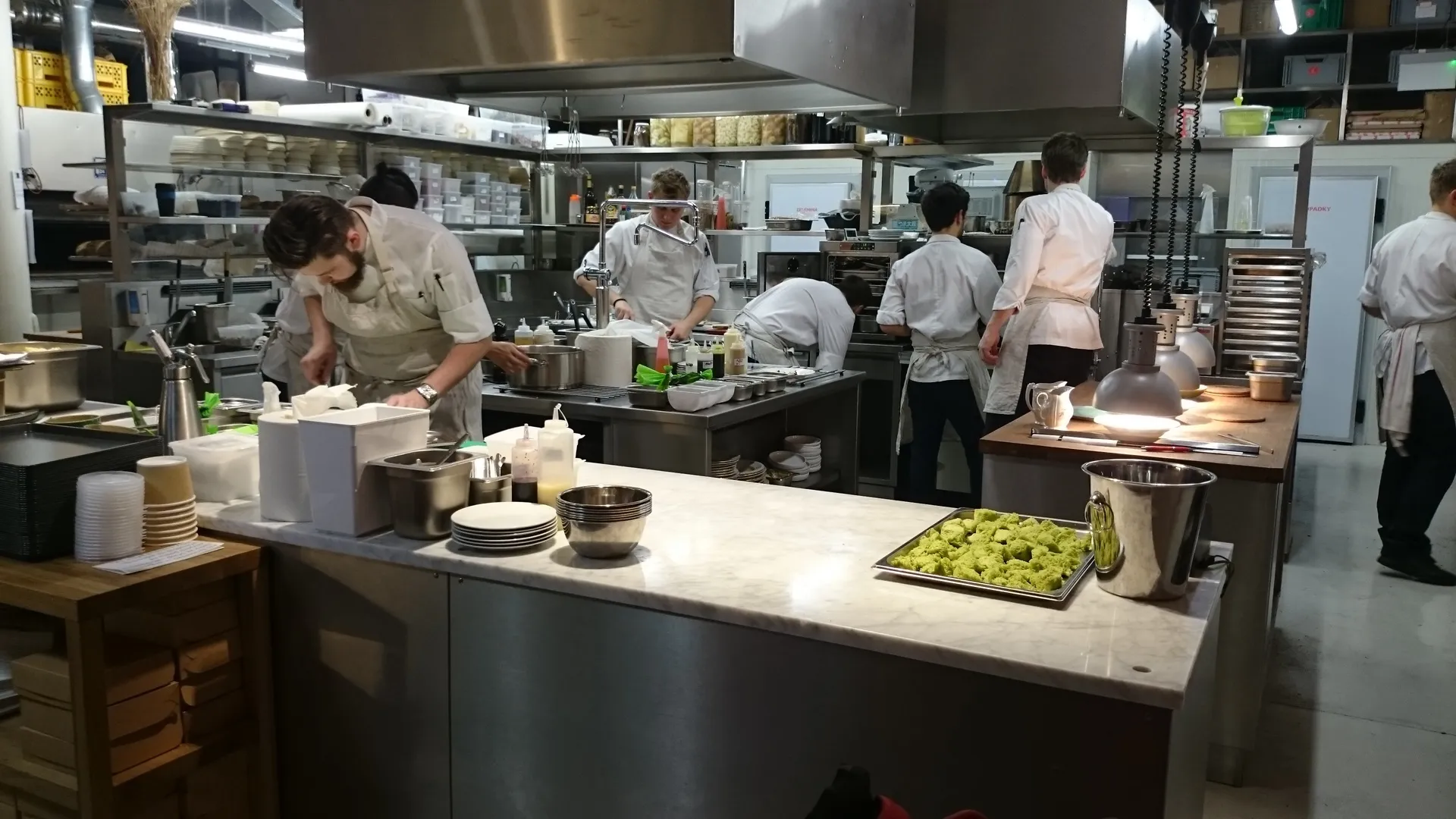 Restaurant kitchen at work